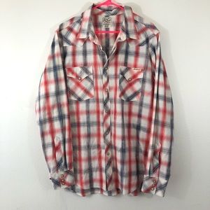 Lucky Brand Large Plaid Western Long Sleeve Shirt